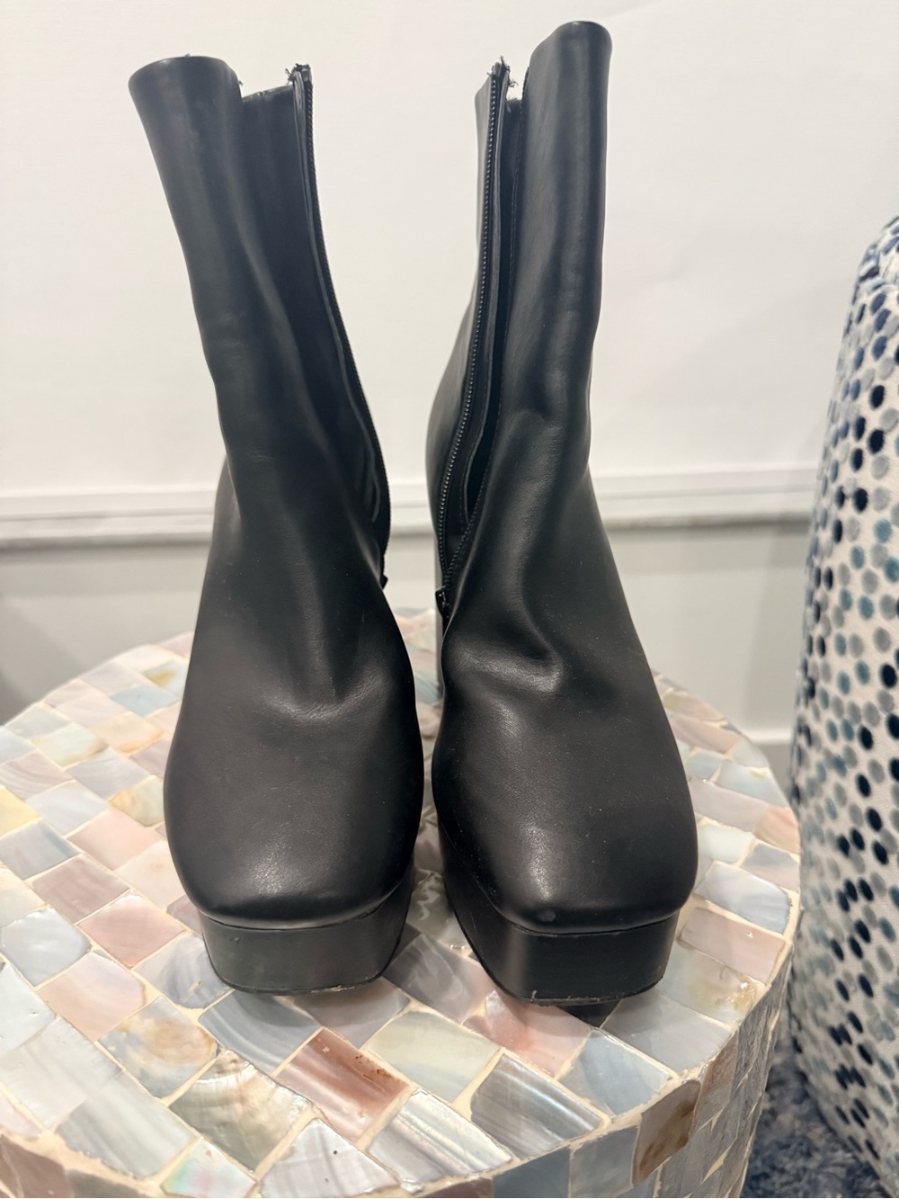 Madden Girl Black Platform Zip Ankle Boots